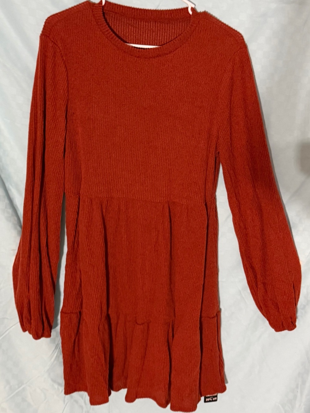 Women's Rust Long-Sleeve Tiered Midi Dress
